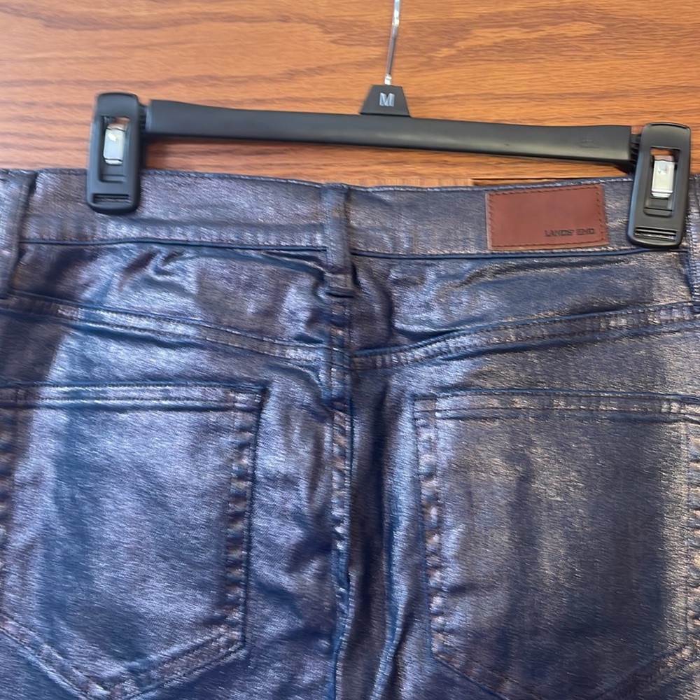 LANDS END 8 tall coated BLUE jeans 5 pocket high rise NWOT slim - Picture 13 of 14